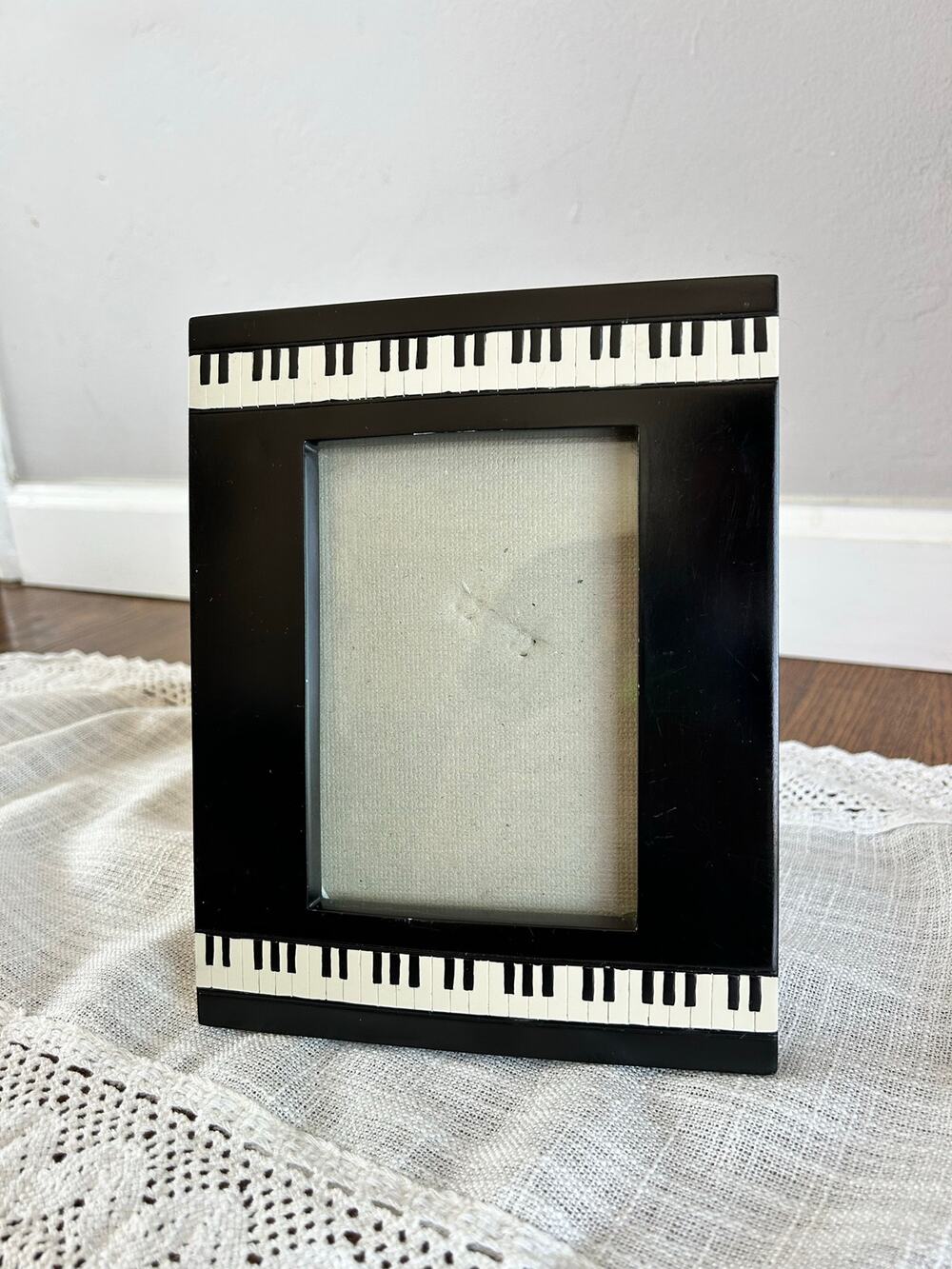 Vintage Black Lacquer Piano Keys Picture Frame
